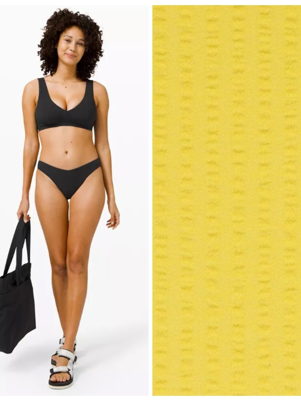 Lululemon Mustard Yellow Textured Two-Piece Bikini Set Size M